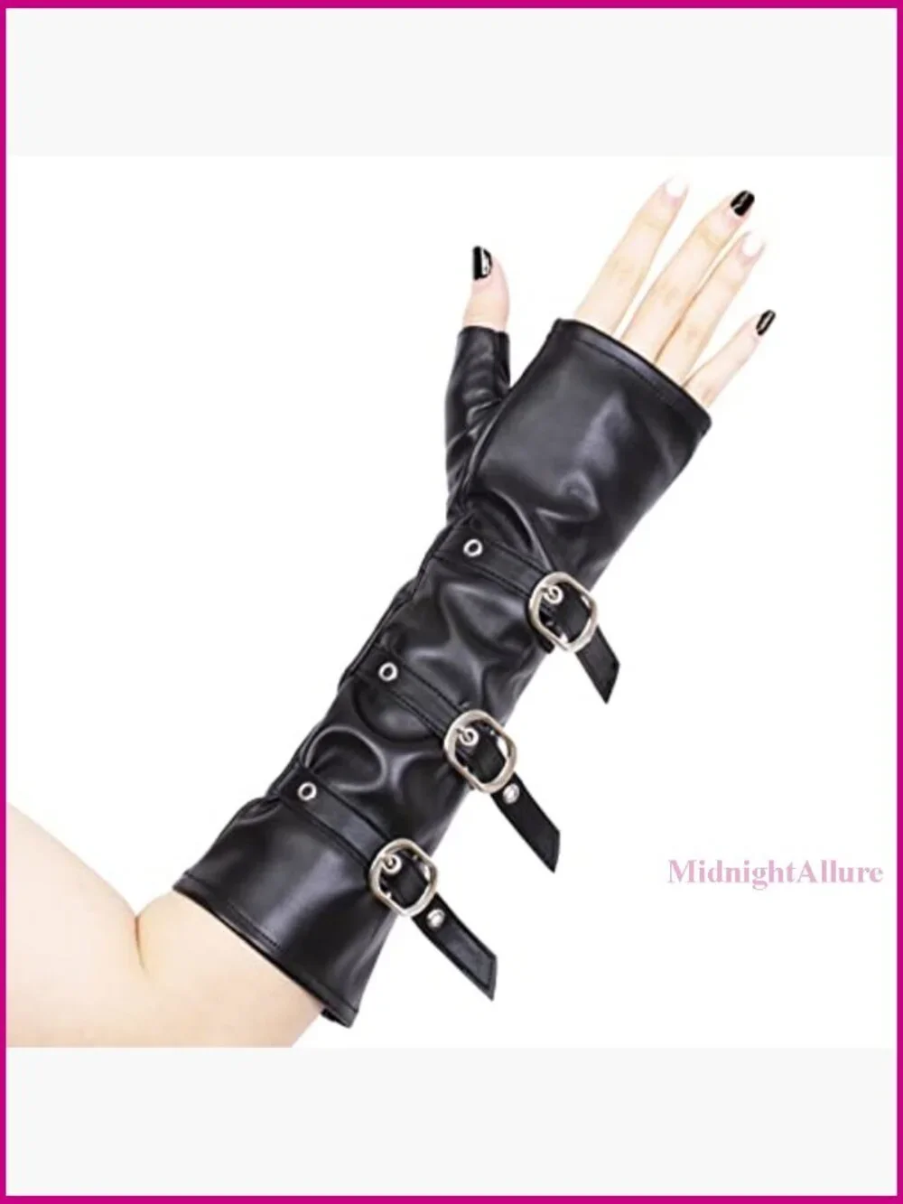 Fingerless PU Leather Half Palm Punk Gloves One Size Fits Most Women